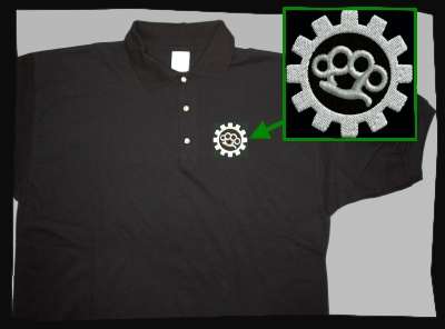 Schlagring Poloshirt + bestickt + schwarz