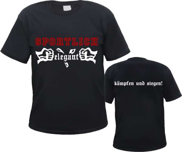 Sportlich Elegant T-Shirt - Kämpfen und Siegen - Schwarz
