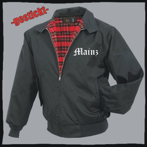 MAINZ Harrington Jacke + schwarz + bestickt