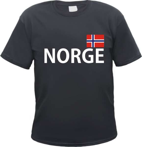 NORGE / NORWEGEN T-Shirt + schwarz mit Flagge