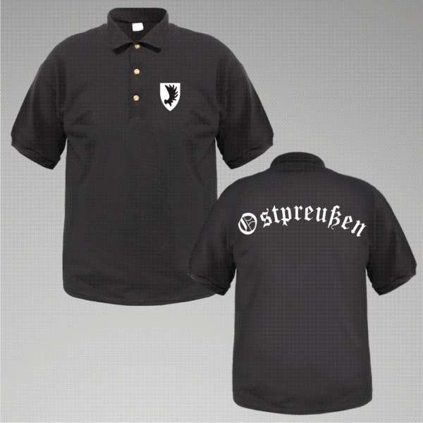 OSTPREUSSEN Poloshirt + Schwarz / Altdeutsch / Wappen
