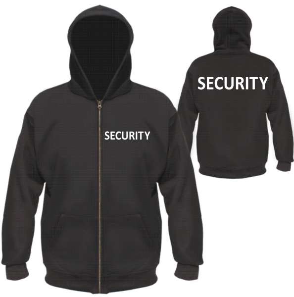 SECURITY Kapuzenjacke - Druck Weiss oder Silber Reflektierend