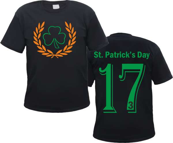 St. Patrick's Day T-Shirt - Lorbeerkranz - Schwarz Orange Grün