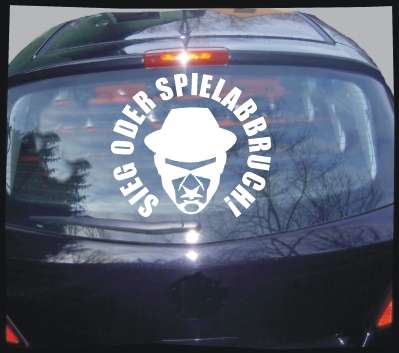 Heckscheiben-Kleber Sieg oder Spielabbruch! LOGO