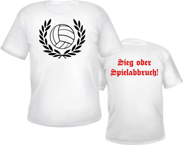 Sieg oder Spielabbruch T- Shirt - Lorbeerkranz - Altdeutsch - Weiss