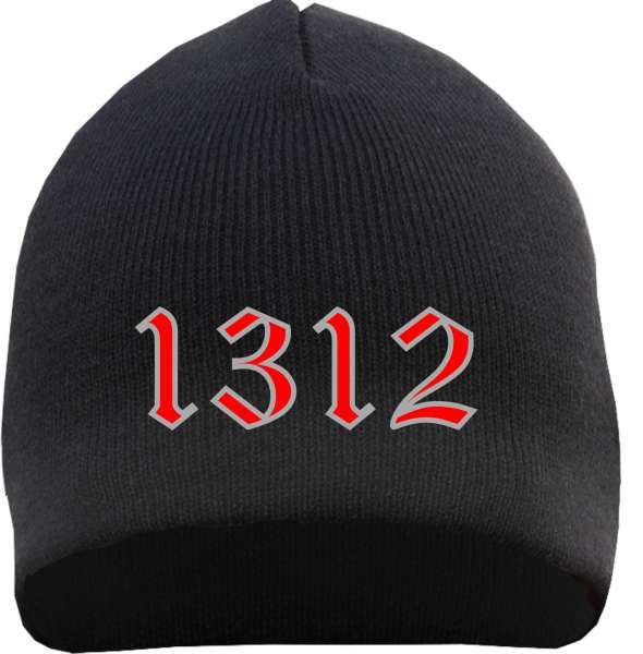 1312 Beanie Mütze - Altdeutsch - Schwarz Rot Grau