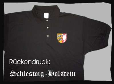 Bundesland: SCHLESWIG-HOLSTEIN Poloshirt + schwarz mit Wappen