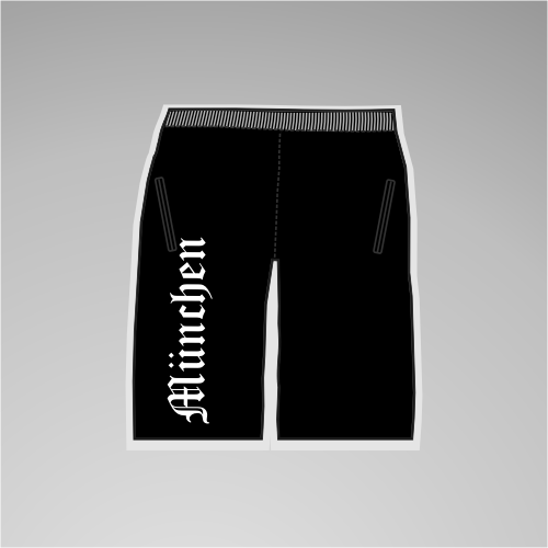 MÜNCHEN Assi-Sweat-Shorts + Altdeutsch + schwarz