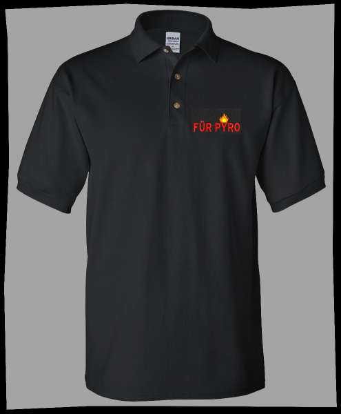 Für Pyro Poloshirt + bestickt + schwarz