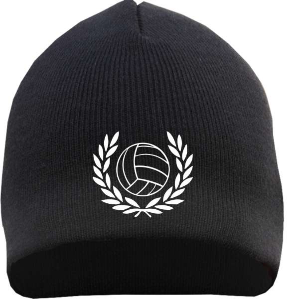 Fussball mit Lorbeerkranz Strickmütze / Beanie + schwarz/weiss
