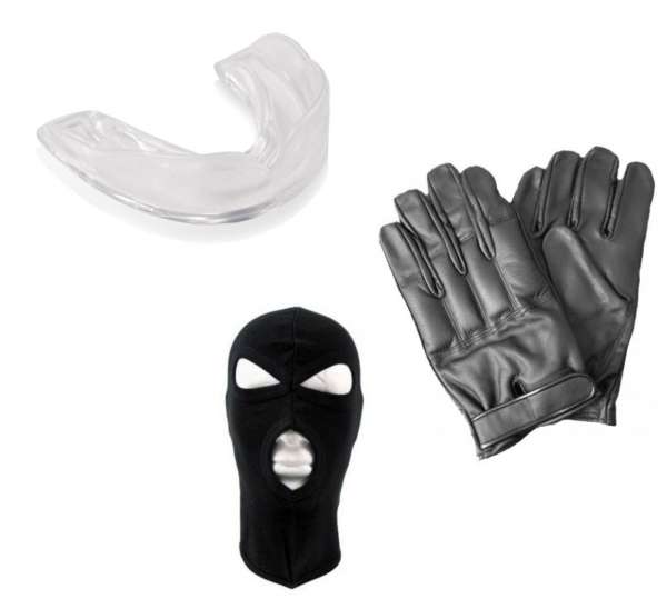 SOS-Paket Zahnschutz Sturmhaube und Quarzsandhandschuhe