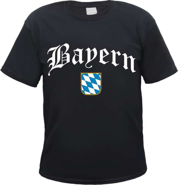 Bundesland: BAYERN T-Shirt + schwarz mit Wappen