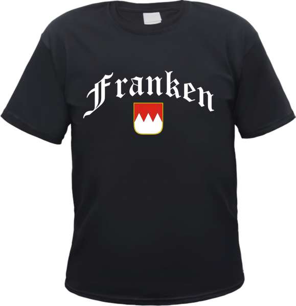 Franken T-Shirt - Altdeutsch mit Wappen - Schwarz