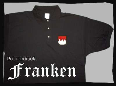 FRANKEN Poloshirt + schwarz mit Wappen