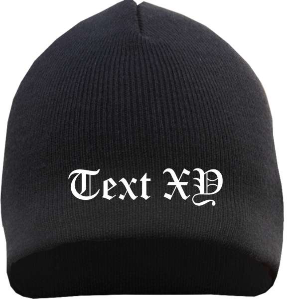 Beanie mit Wunschtext individuell bestickt - Strickmütze