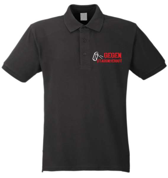 Gegen Stadionverbot Poloshirt - schwarz - gestickt
