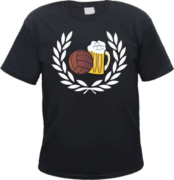 Lorbeerkranz Fussball Bier T-Shirt - Schwarz oder Weiss