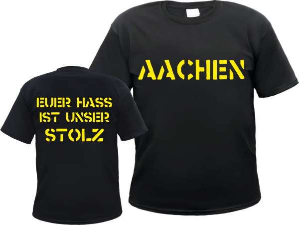 AACHEN T-Shirt + EUER HASS + schwarz/gelb