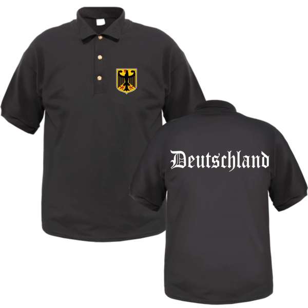 Deutschland Poloshirt - Altdeutsch / Wappen - Schwarz