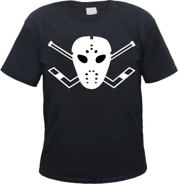 Eishockey T-Shirt - Maske - Mit Nackendruck - Schwarz