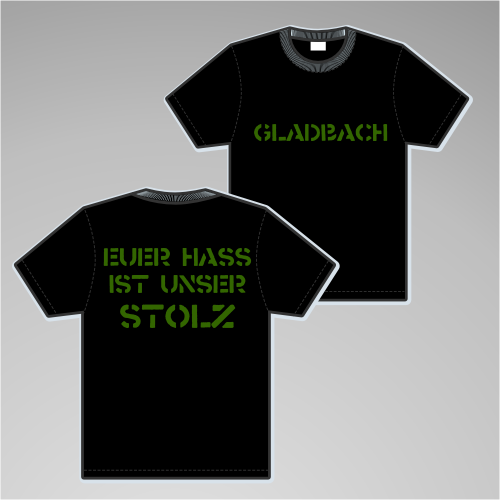 GLADBACH T-Shirt + EUER HASS + schwarz/grün