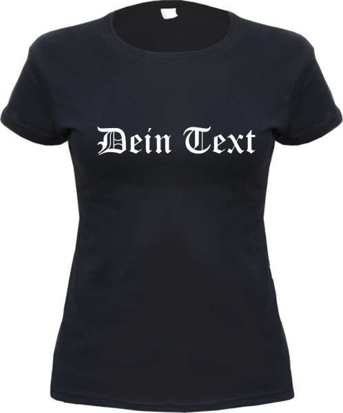 Individuelles Damen T-Shirt - Wunschtext Gerade - Schwarz