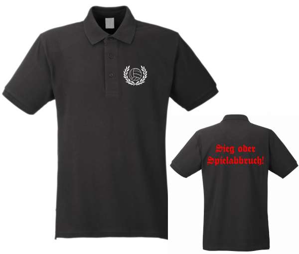 Sieg oder Spielabbruch! Poloshirt Lorbeerkranz / Altdeutsch