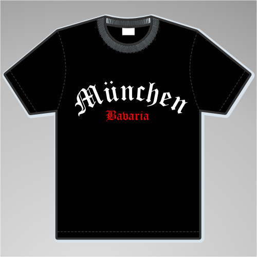 MÜNCHEN T-Shirt + Halbkreis + schwarz/weiss-rot