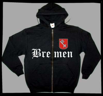 Bundesland: BREMEN Kapuzenjacke + schwarz mit Wappen