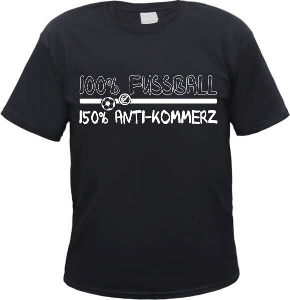 100 Prozent Fussball Anti-Kommerz T-Shirt - Schwarz