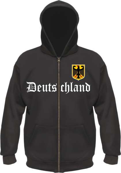 Deutschland Kapuzenjacke - Altdeutsch mit Wappen - Schwarz