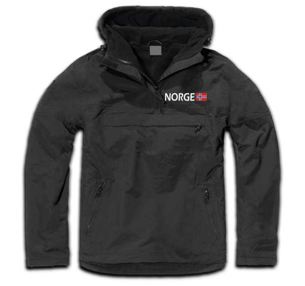 Windbreaker Jacke - Norge mit Flagge Stick - Schwarz