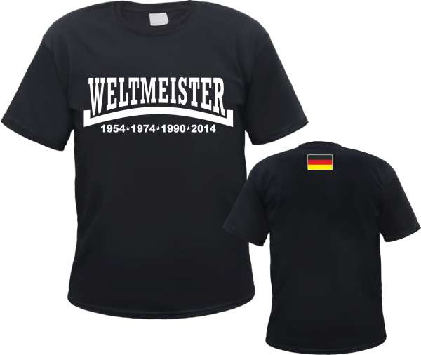 Weltmeister 2014 T-Shirt - Mit Linie und Flagge - Schwarz