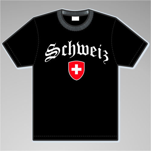 Schweiz T-Shirt mit Wappen +++ schwarz