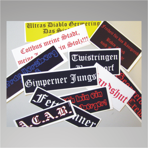 100 Aufkleber / Sticker 6x6 cm mit Wunschtext