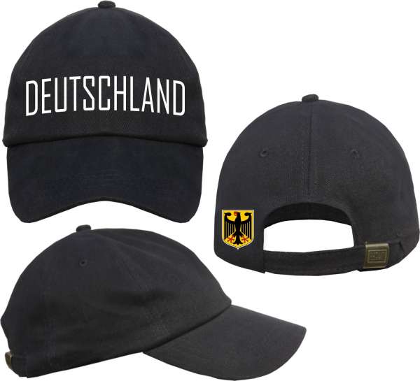 Deutschland Cap - Blockschrift mit Wappen - Schwarz