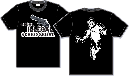 Legal illegal scheissegal T-Shirt - Revolver - Schwarz