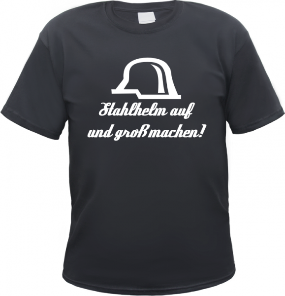 Stahlhelm auf T-Shirt - Schwarz