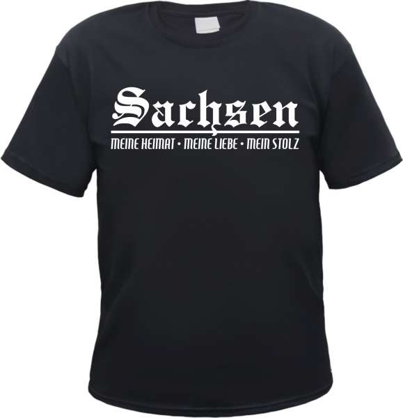 Bundesland: SACHSEN Meine Heimat T-Shirt + schwarz/weiss