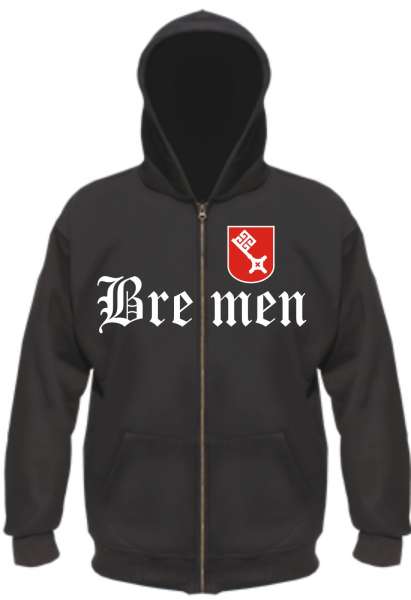 BREMEN Kapuzen-Jacke mit Wappen + Altdeutsch + schwarz
