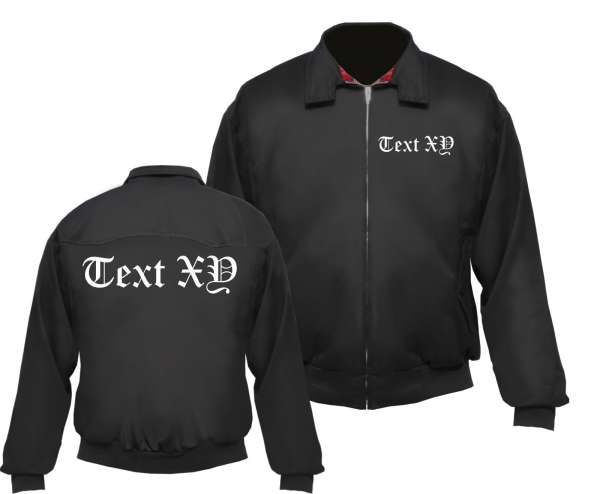 Harrington Jacke - Mit Wunschtext - Stick vorne und Druck hinten