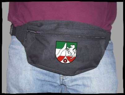 Bundesland: NORDRHEIN-WESTFALEN Bauchtasche + schwarz mit Wappen