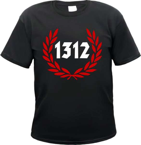 1312 T-Shirt - Grosser Lorbeerkranz - Schwarz