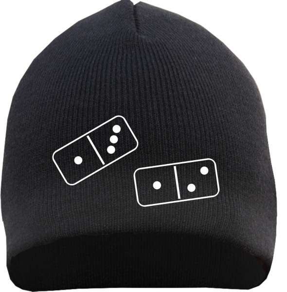 1312 Strickmütze / Beanie + Dominosteine + Schwarz
