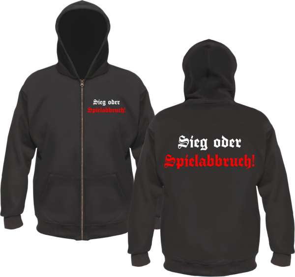 Sieg oder Spielabbruch Kapuzenjacke - Altdeutsch - Schwarz Weiss Rot