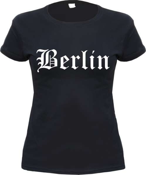 BERLIN Damen T-Shirt - Altdeutsch - Schwarz